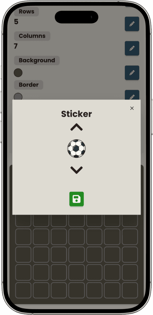 A mockup of a sticker chart being customized