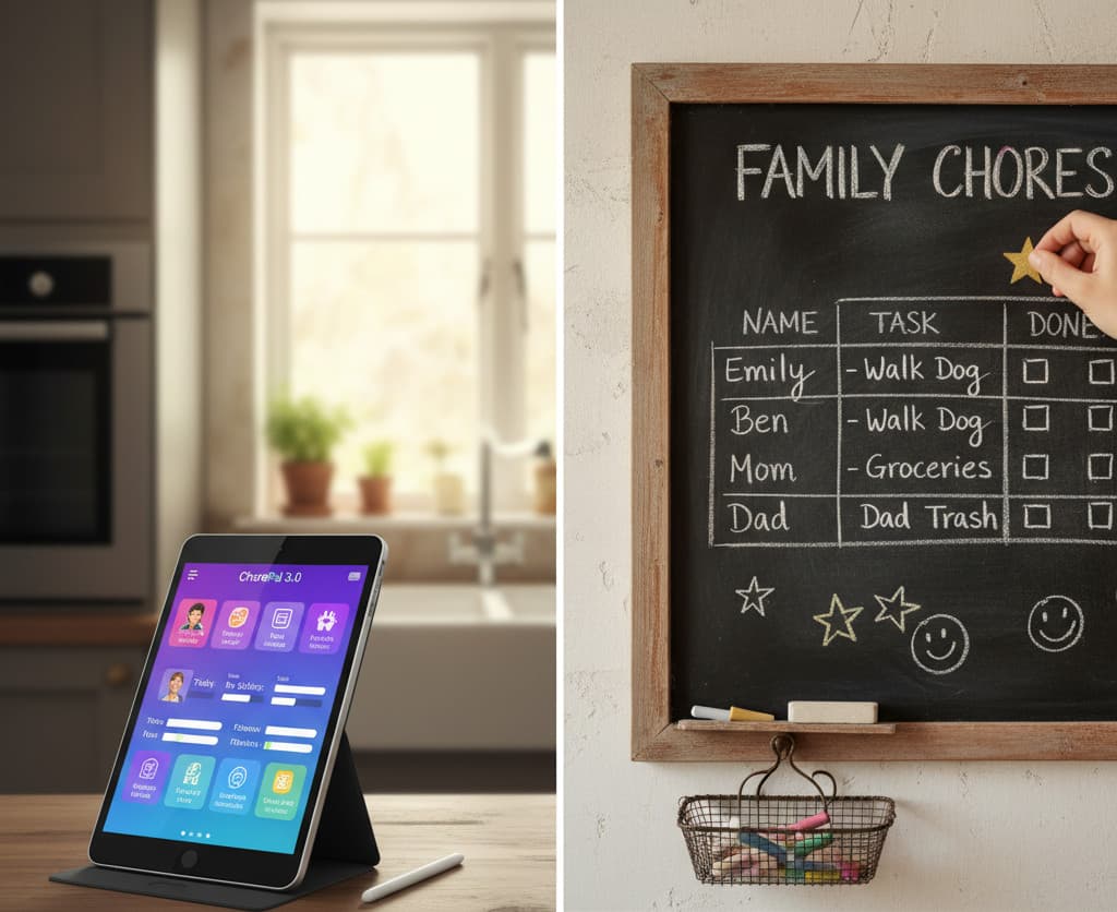 Cover Image for Digital vs. Traditional Chore Charts: Why High-Tech Families Are Going Back to Basics